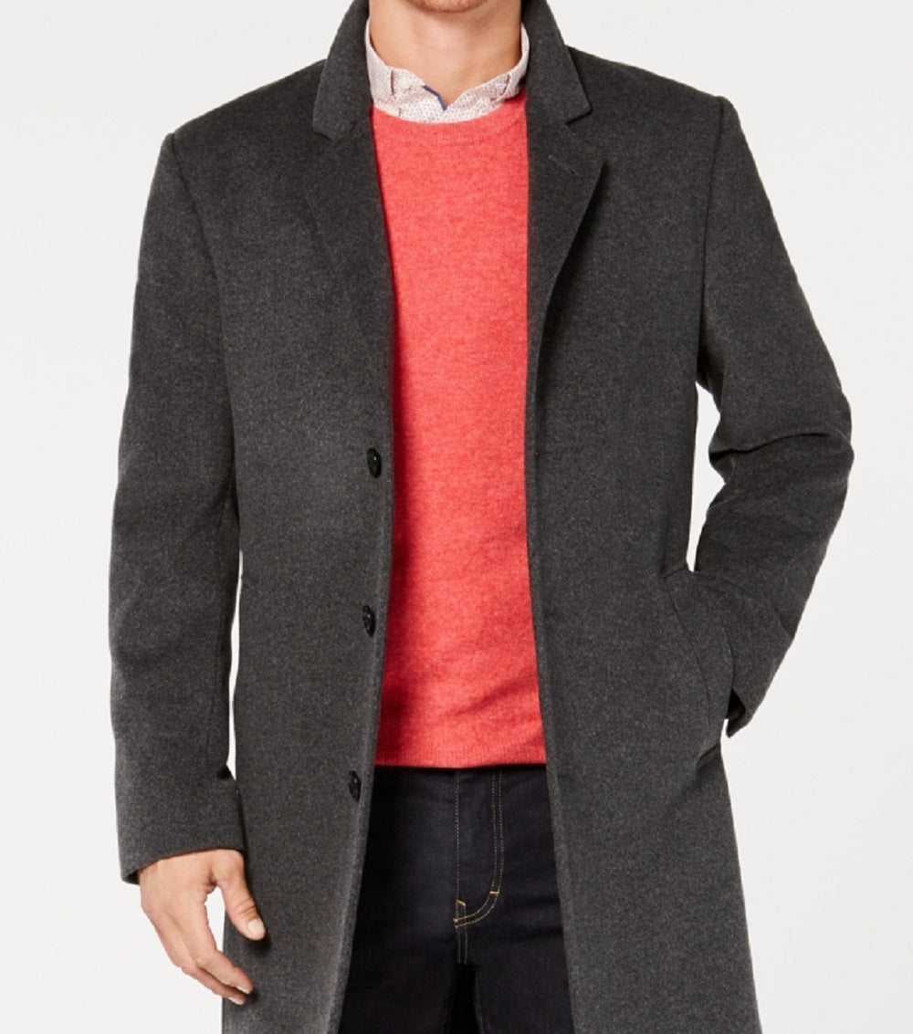 Michael Kors Men's Madison Wool Blend Modern Fit Overcoat Gray Size 46