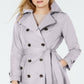 London Fog Women's Belted Double Breasted Trench Coat Purple Size X-Small