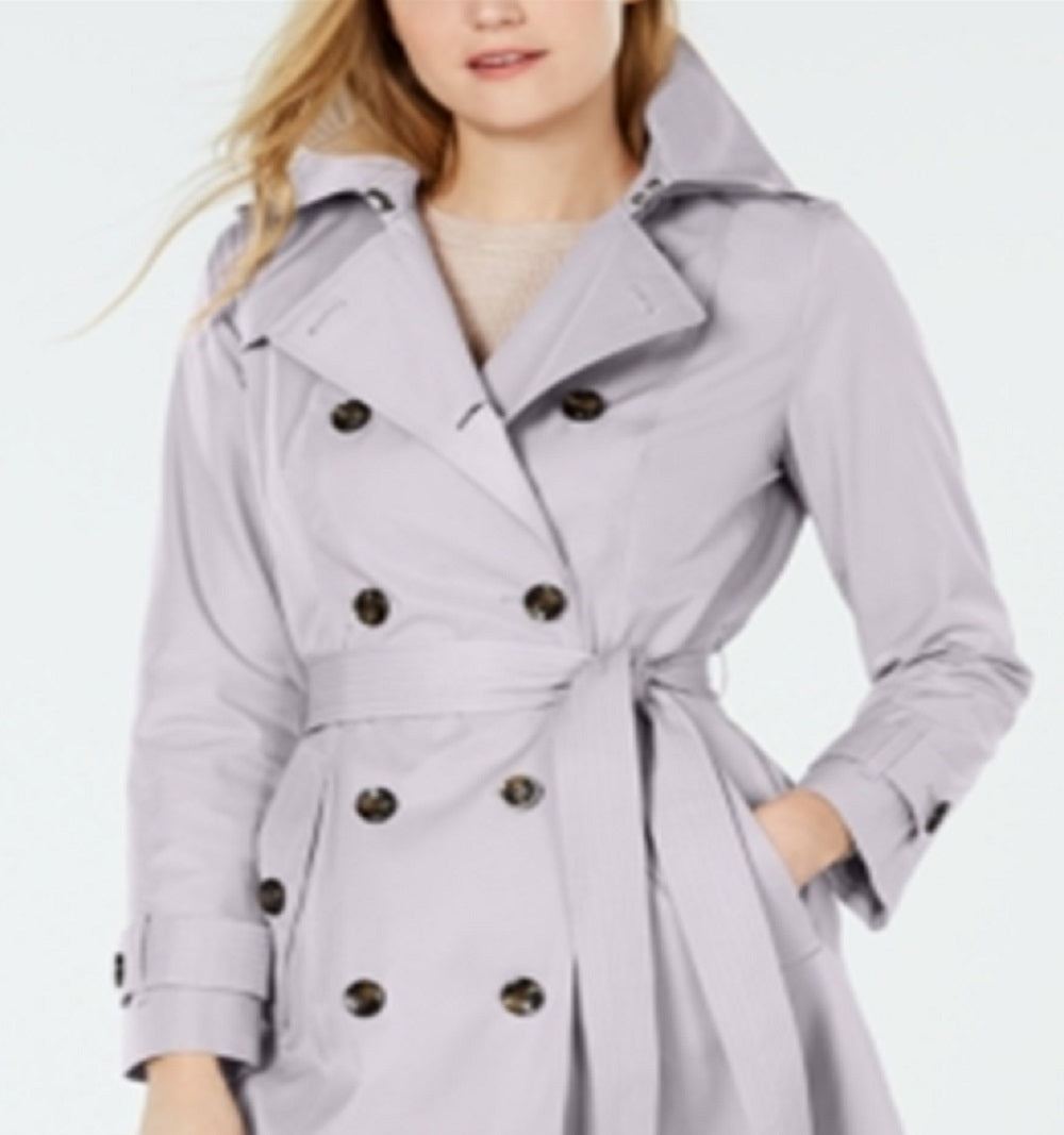 London Fog Women's Belted Double Breasted Trench Coat Purple Size X-Small