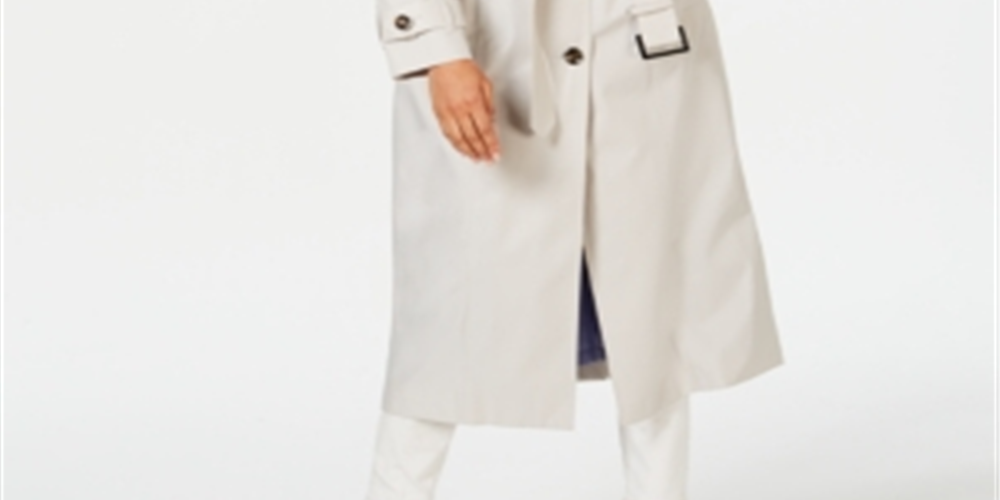 London Fog Women's Water-Repellent Single-Breasted Hooded Trench Coat - Pebble Beige Size S