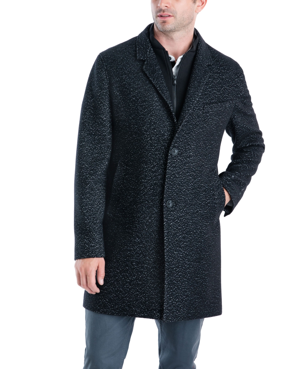 Michael Kors Men's Pike Classic Fit Top Coat Black Size 44