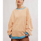 Free People - Striped Oversized Crewneck Sweatshirt