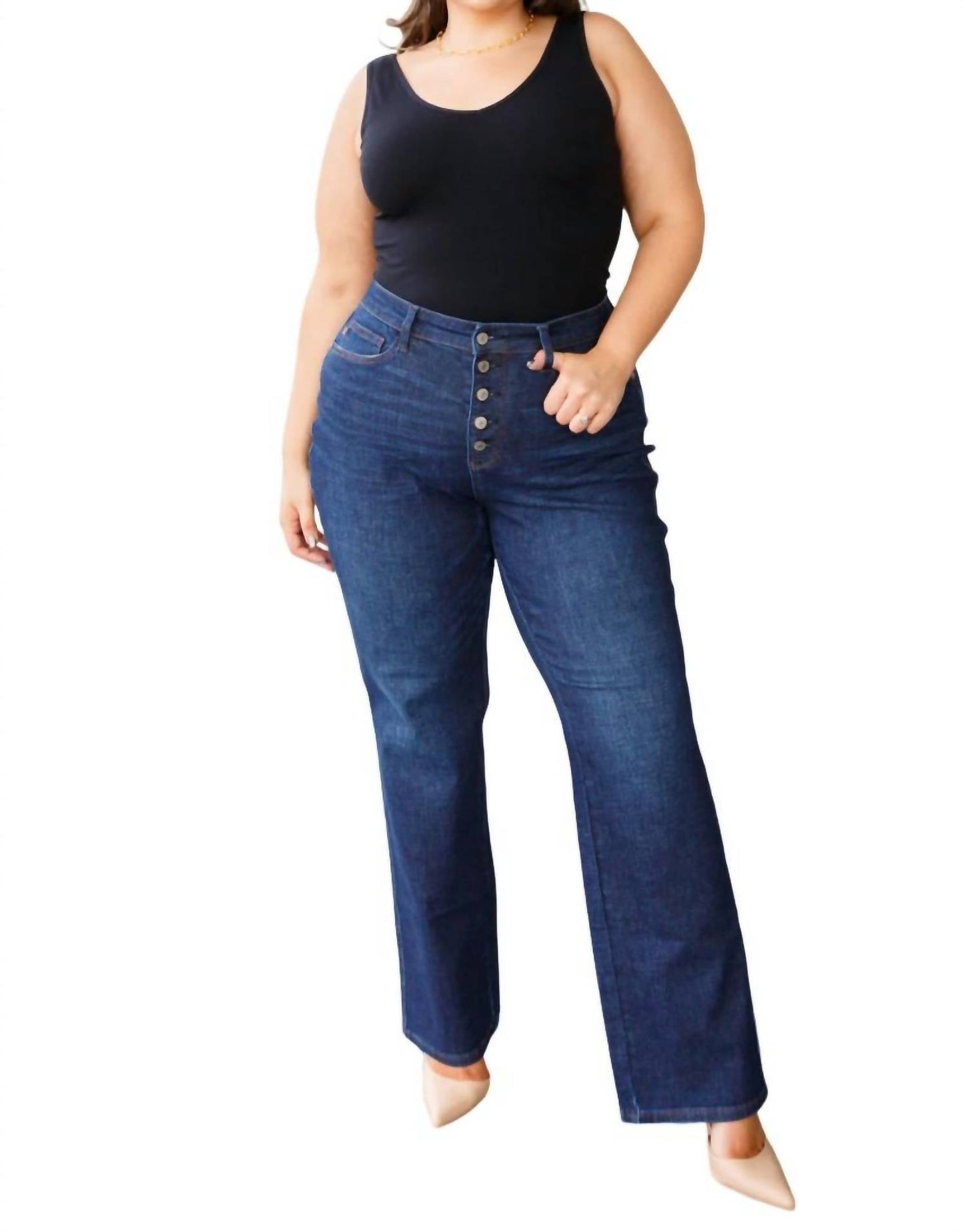 Judy Blue - High Rise Button-Fly Straight Jeans