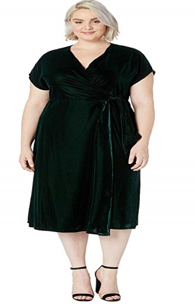 Ralph Lauren Women's Velvet Wrap Dress Green Size Petite Small