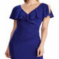 Ralph Lauren Women's Solid Full Length Body Con Evening Dress Blue Size 6