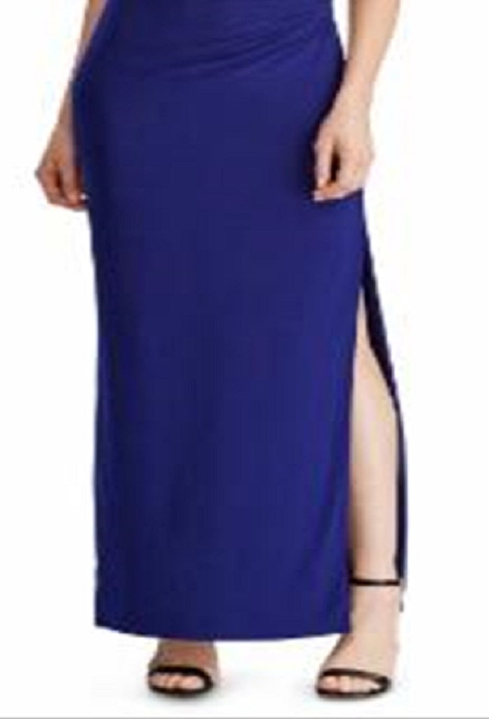 Ralph Lauren Women's Solid Full Length Body Con Evening Dress Blue Size 6