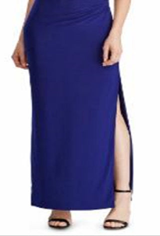 Ralph Lauren Women's Solid Full Length Body Con Evening Dress Blue Size 6