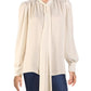 Ralph Lauren Women's Tie Neck Dressy Button Down Top Brown Size Medium