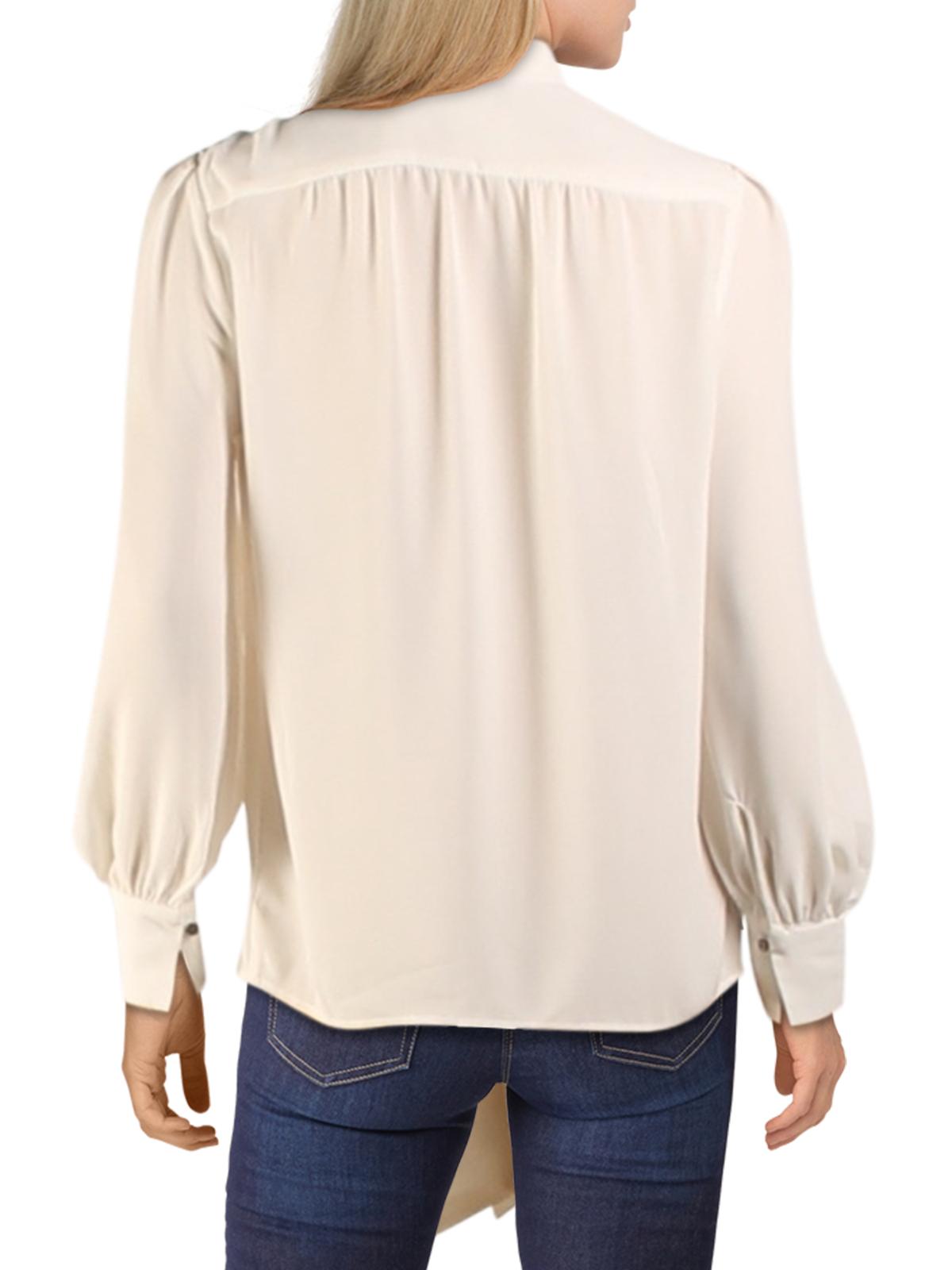 Ralph Lauren Women's Tie Neck Dressy Button Down Top Brown Size Medium