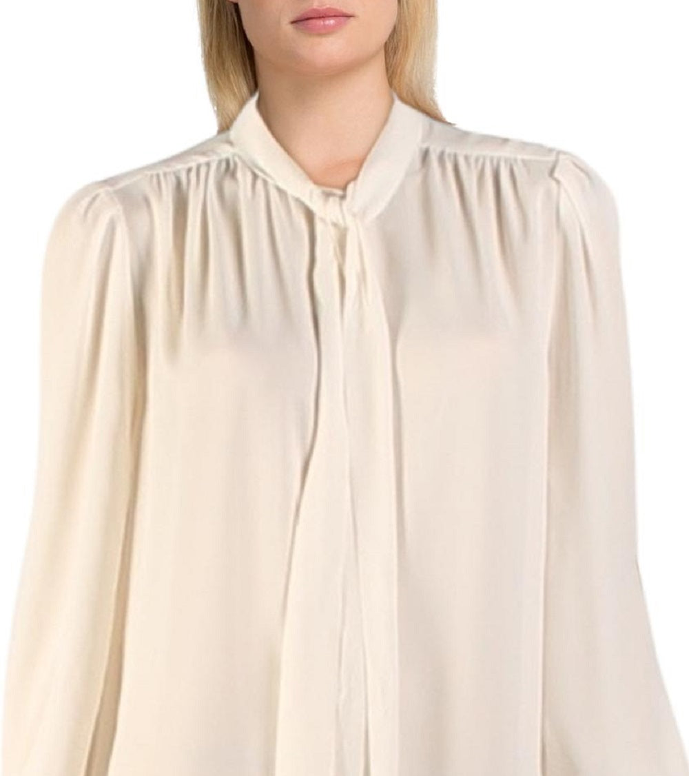 Ralph Lauren Women's Tie Neck Dressy Button Down Top Brown Size Medium