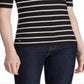 Ralph Lauren Women's Stripe Print Stretch Turtleneck Top Black Size Large
