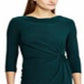 Ralph Lauren Women's Twist Front 3/4 Sleeve Cowl Neck Above The Knee Cocktail Dress Green Size 12 Petite