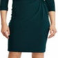 Ralph Lauren Women's Twist Front 3/4 Sleeve Cowl Neck Above The Knee Cocktail Dress Green Size 12 Petite