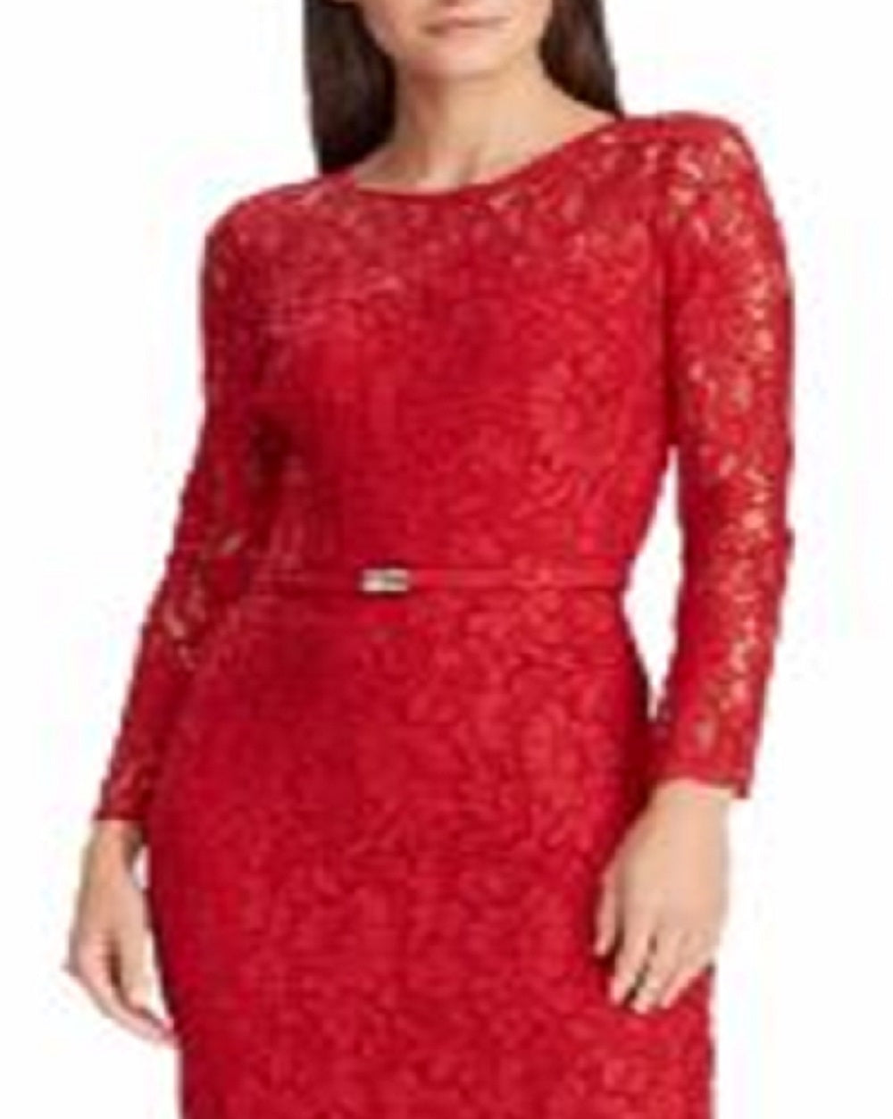 Ralph Lauren Women's Lace Floral Dress Red Size 6