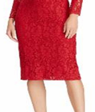 Ralph Lauren Women's Lace Floral Dress Red Size 6