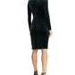 Ralph Lauren Women's Gathered Long Sleeve V Neck Above the Knee Party Body Con Dress Green Size 8 Petite