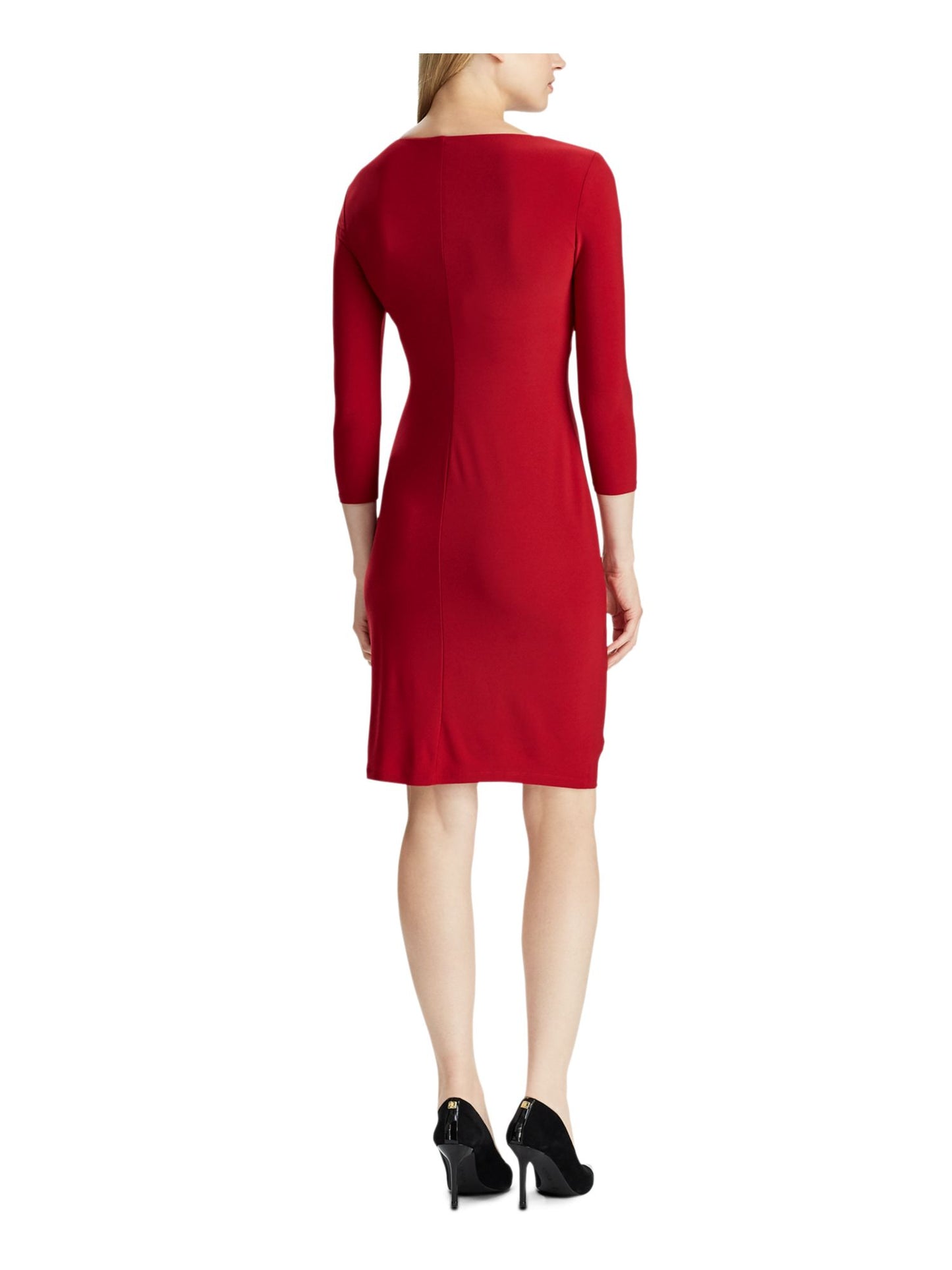 Ralph Lauren Women's Long Sleeve Above The Knee Sheath Dress Red Size 14Petite