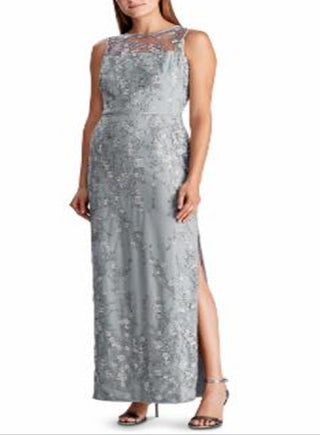 Ralph Lauren Women's Lace Yoke Gown Gray Size 14
