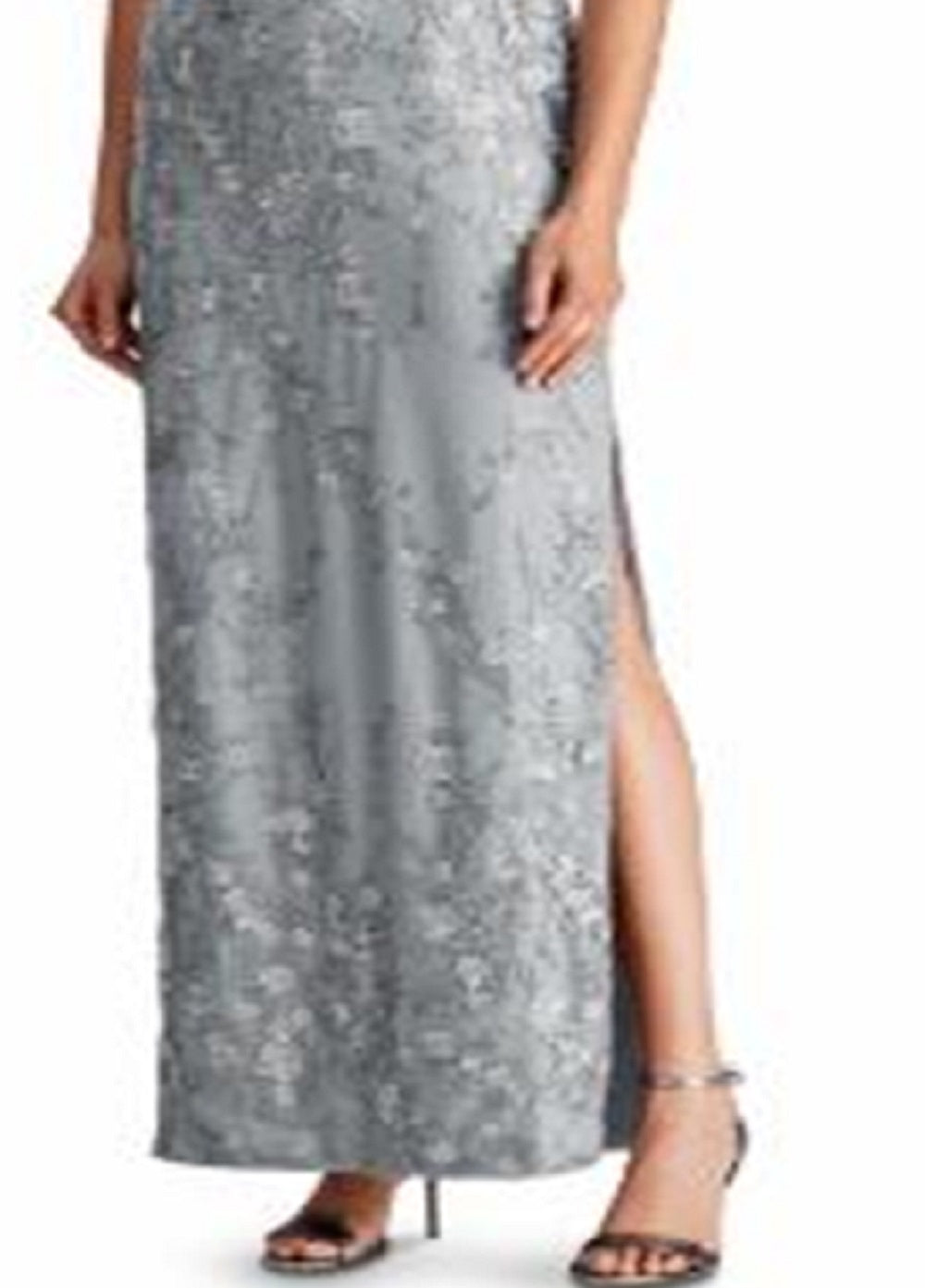 Ralph Lauren Women's Lace Yoke Gown Gray Size 14