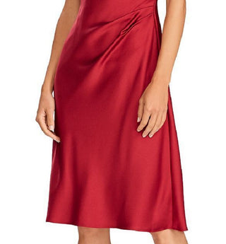 Ralph Lauren Women's Sleeveless V Neck Knee Length Fit Flare Evening Dress Red Size 14