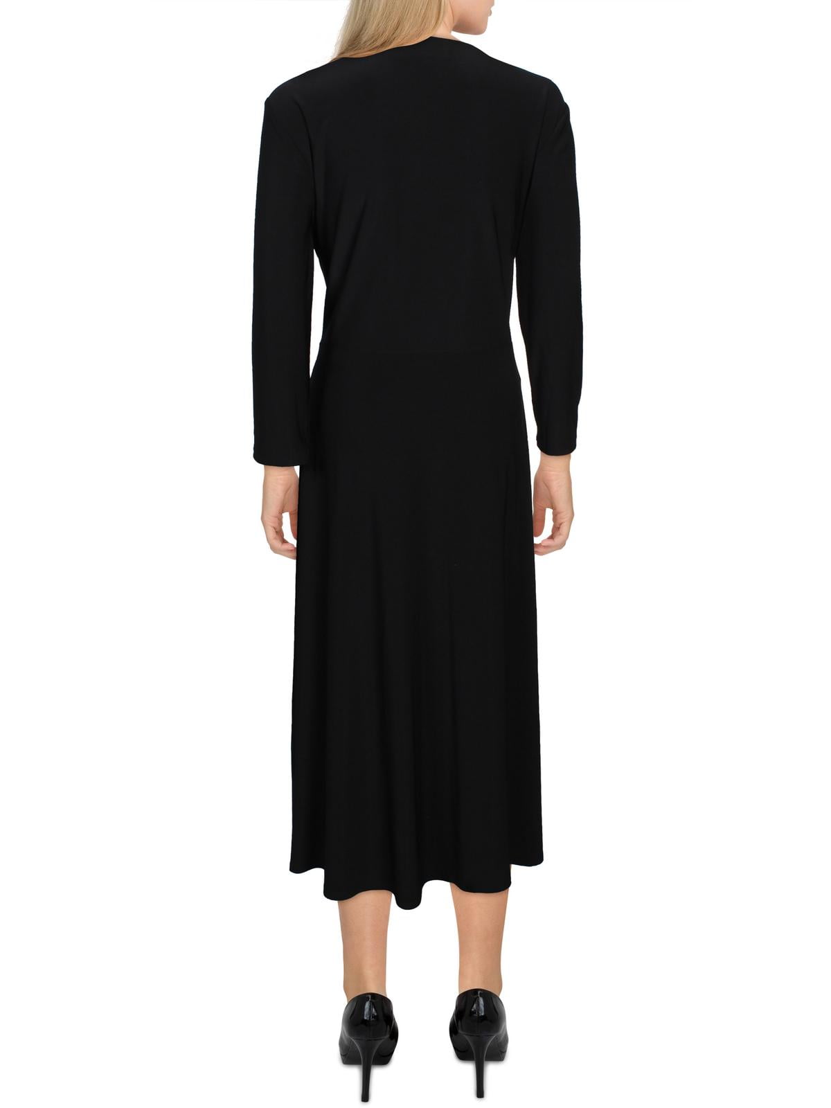 RALPH LAUREN Women's Black Belted Fit + Flare Dress Size 12