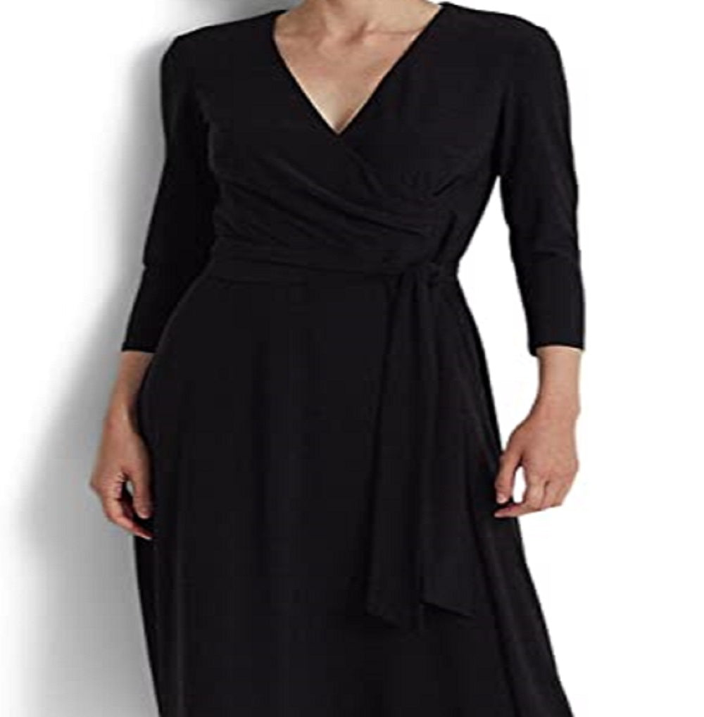 Ralph Lauren Women's Jersey Matte Midi Dress Black Size 18