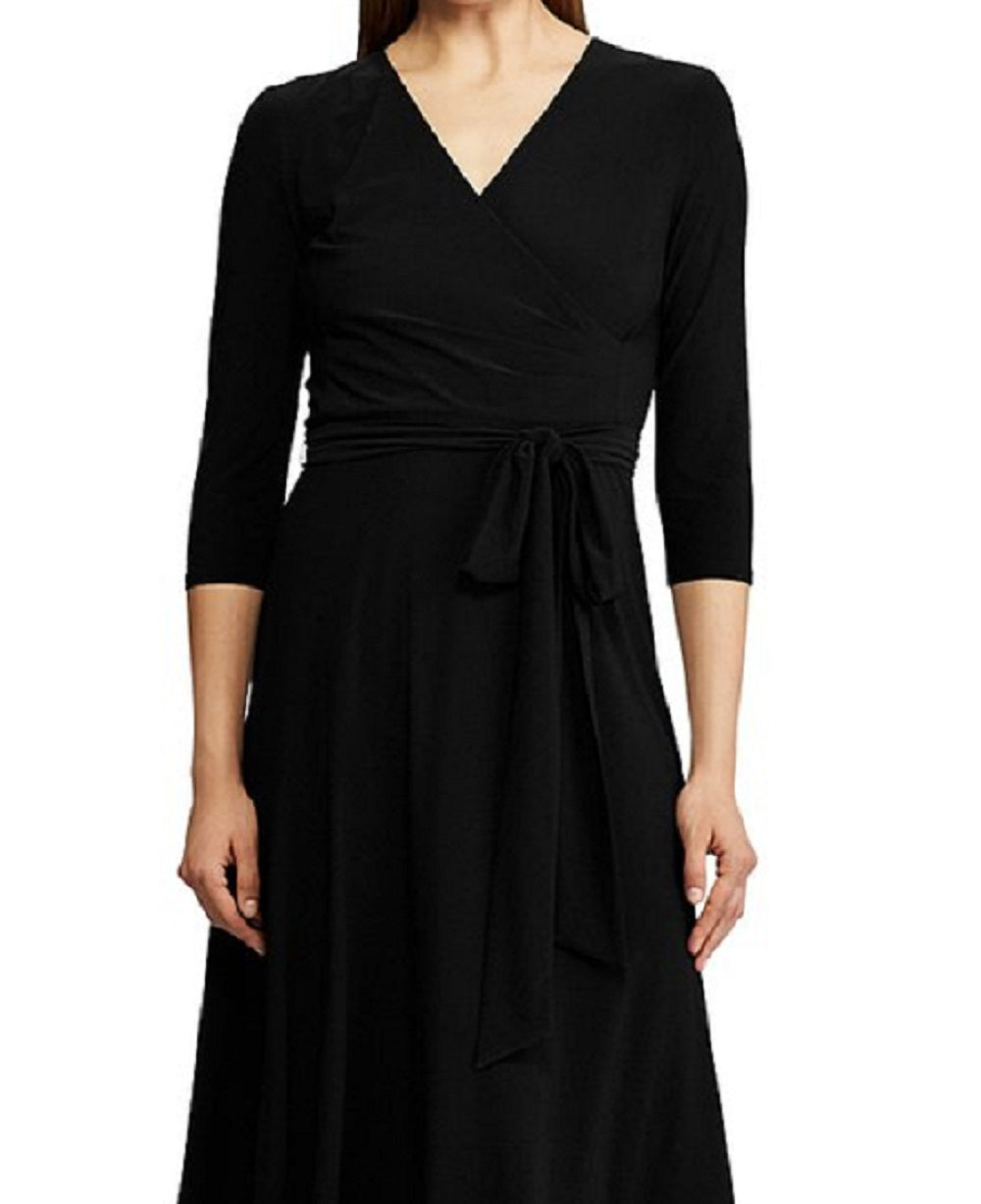 Ralph Lauren Women's Jersey Matte Midi Dress Black Size 8