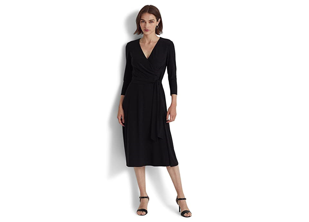 Ralph Lauren Women's Jersey Matte Midi Dress Black Size 8