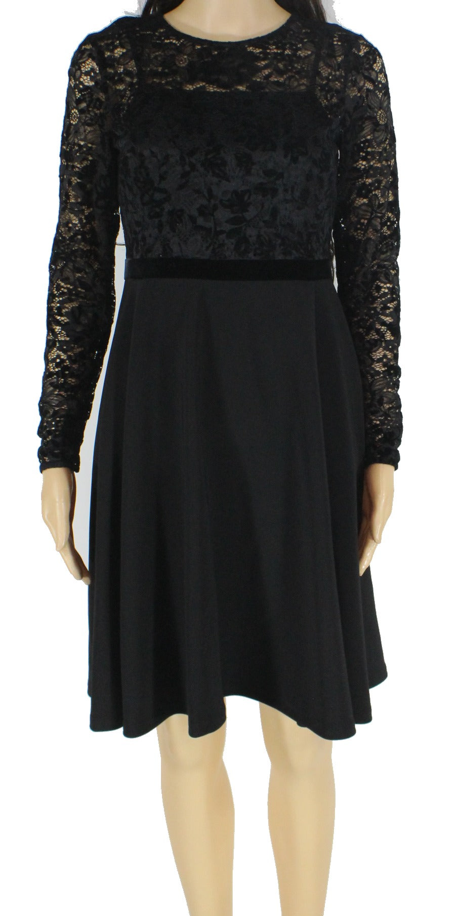 Ralph Lauren Women's a Line Velvet Lace Dress Black Size 2 Petite