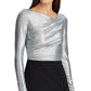 Ralph Lauren Women's Sequined Long Sleeve Asymmetrical Neckline Maxi Evening Sheath Dress Black Size 10