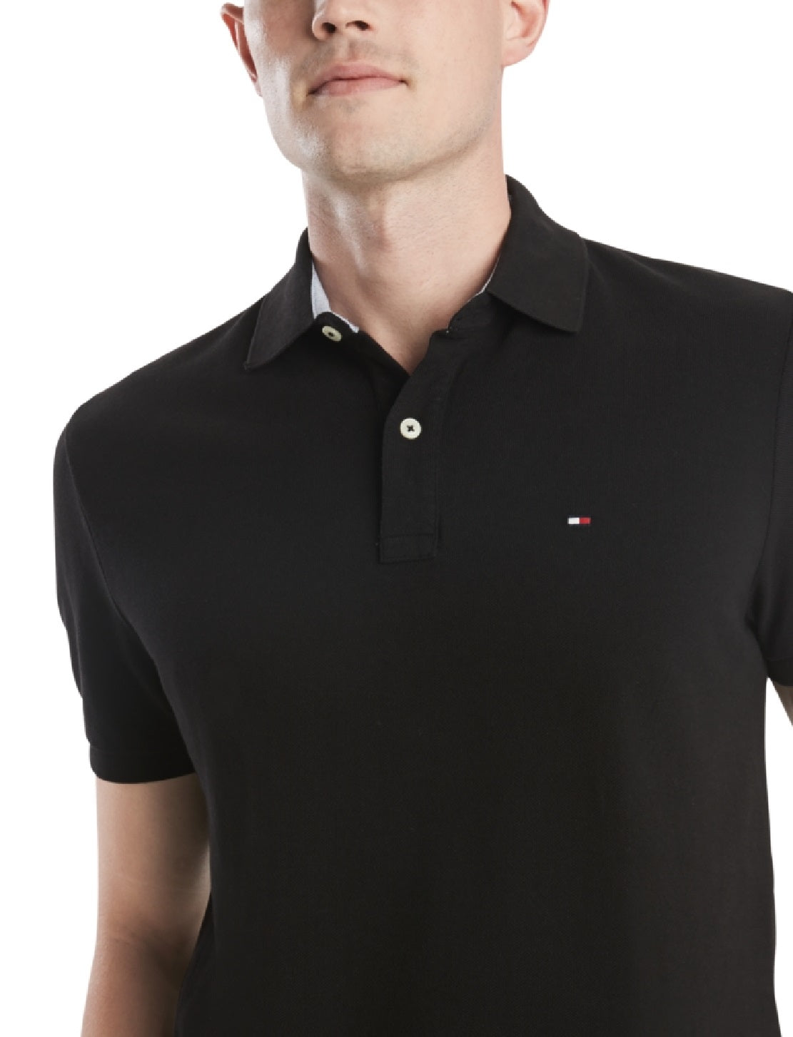 Tommy Hilfiger Men's Custom Fit Ivy Polo Black Size Medium
