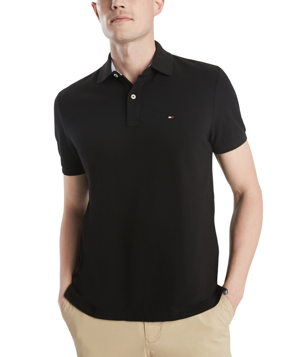 Tommy Hilfiger Men's Custom Fit Ivy Polo Black Size Medium