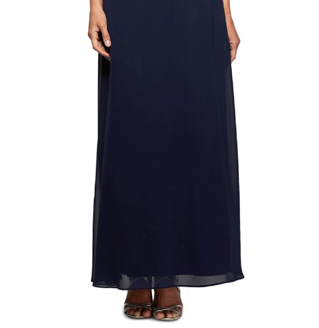 Alex Evenings Women's Sequin Lace & Chiffon Gown Blue Size 12