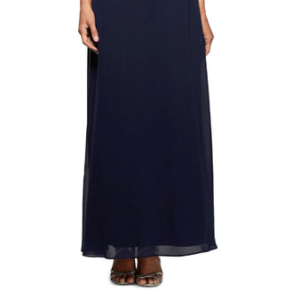 Alex Evenings Women's Sequin Lace & Chiffon Gown Blue Size 12