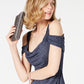 Alex Evenings Women's Cold Shoulder Ruffle Glitter Gown Gray Size 6 Petite