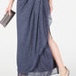 Alex Evenings Women's Cold Shoulder Ruffle Glitter Gown Gray Size 8 Petite