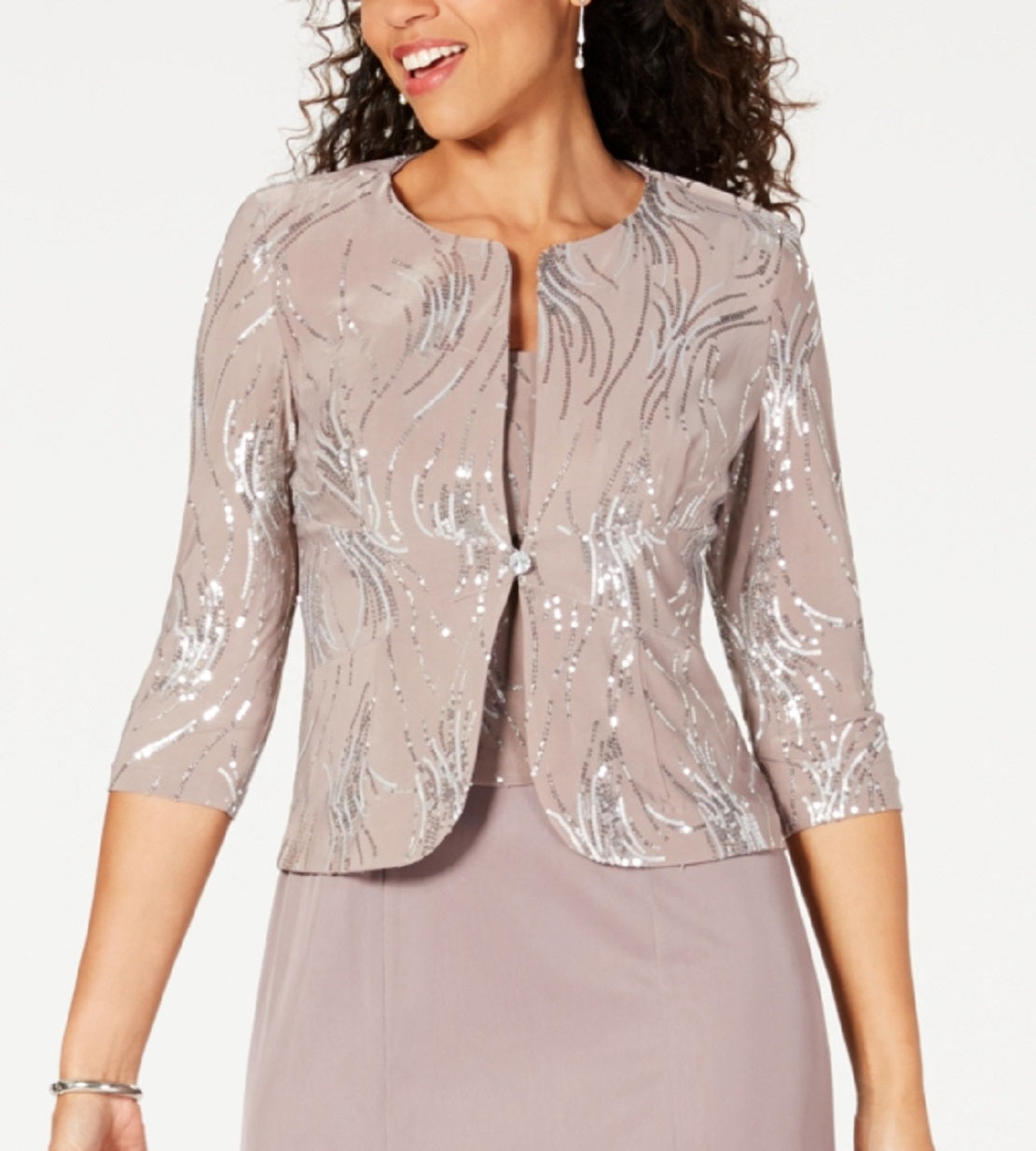 Alex Evenings Women's Sleeveless Square Neck MIDI Evening Dress Gray Size 10 Petite