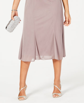 Alex Evenings Women's Sleeveless Square Neck MIDI Evening Dress Gray Size 10 Petite