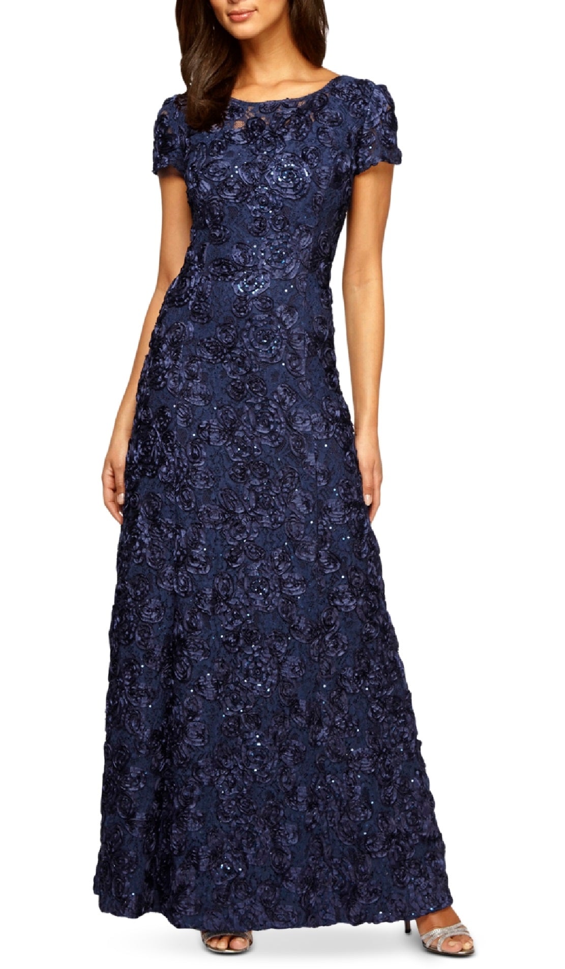 A|X Armani Exchange Women's Embellished Lace A Line Gown Blue Size 14