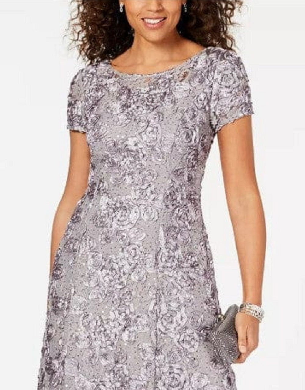 Alex Evenings Women's Rosette a Line Gown Purple Size 10