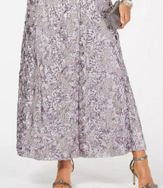 Alex Evenings Women's Rosette a Line Gown Purple Size 10