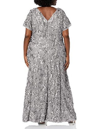 Alex Evenings Women's Embellished Lace A Line Gown Gray Size 16
