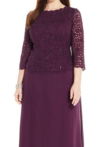 Alex Evenings Women's Mock Two Piece A Line Gown Purple Size 18W