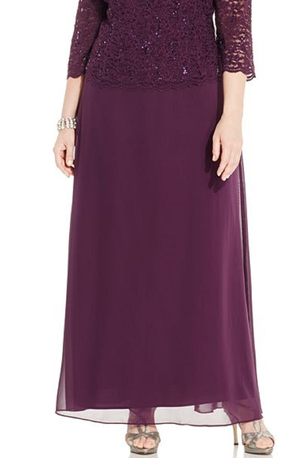 Alex Evenings Women's Mock Two Piece A Line Gown Purple Size 18W