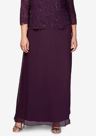 Alex Evenings Women's Mock Two Piece A Line Gown Purple Size 20W