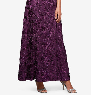 Alex Evenings Women's Embellished Lace A Line Gown Purple Size 14