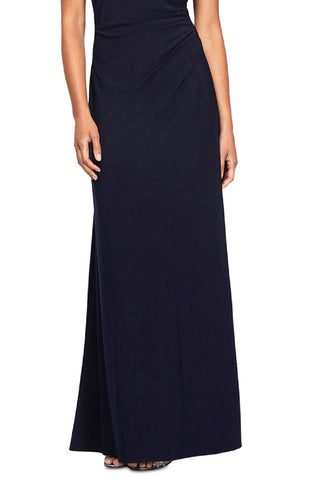 Alex Evenings Women's Brocade Bodice Empire Waist Gown Blue Size 8