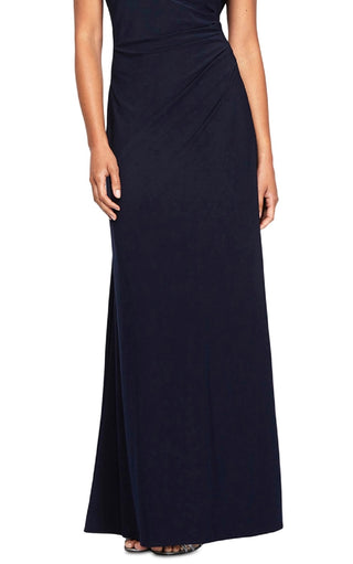 Alex Evenings Women's Brocade Bodice Empire Waist Gown Blue Size 10