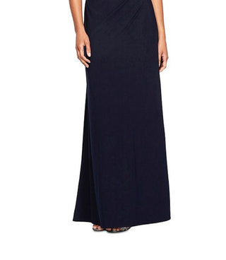 Alex Evenings Women's Brocade Bodice Empire Waist Gown Blue Size 16