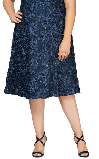 Alex Evenings Women's Sequin Lace Cocktail Dress Blue Size 16W